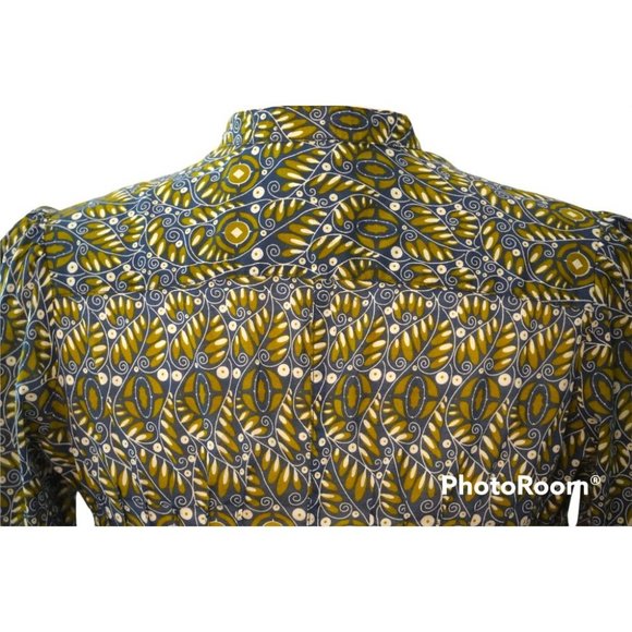 Banana Republic Blouse Women's Size Small Button Down Fitted Print Shirt Lightwe - Picture 8 of 11